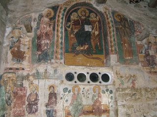 Греция. Метеоры.Роспись на одной из стен монастыря (фото)